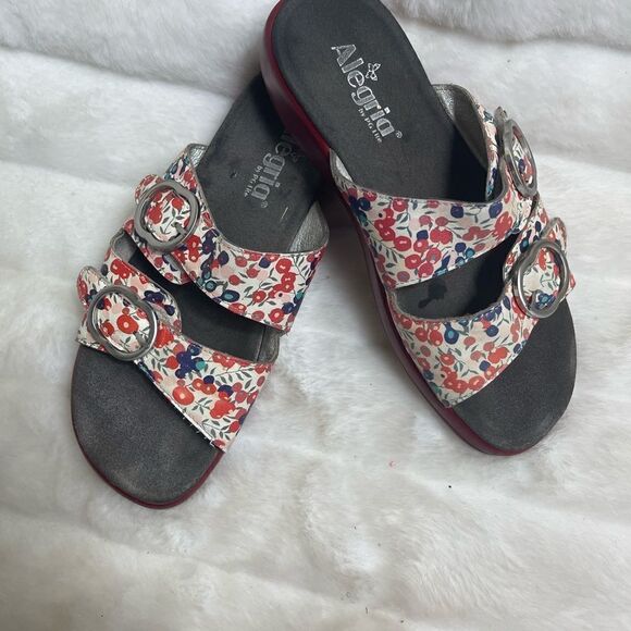 Alegria Leather Adjustable Slide Sandals Jade Cherry multi color EUR SZ … - Picture 3 of 8